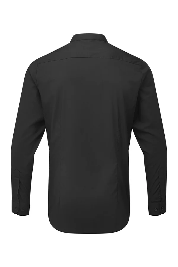 Men´s Banded Collar Grandad Long Sleeve Shirt Black