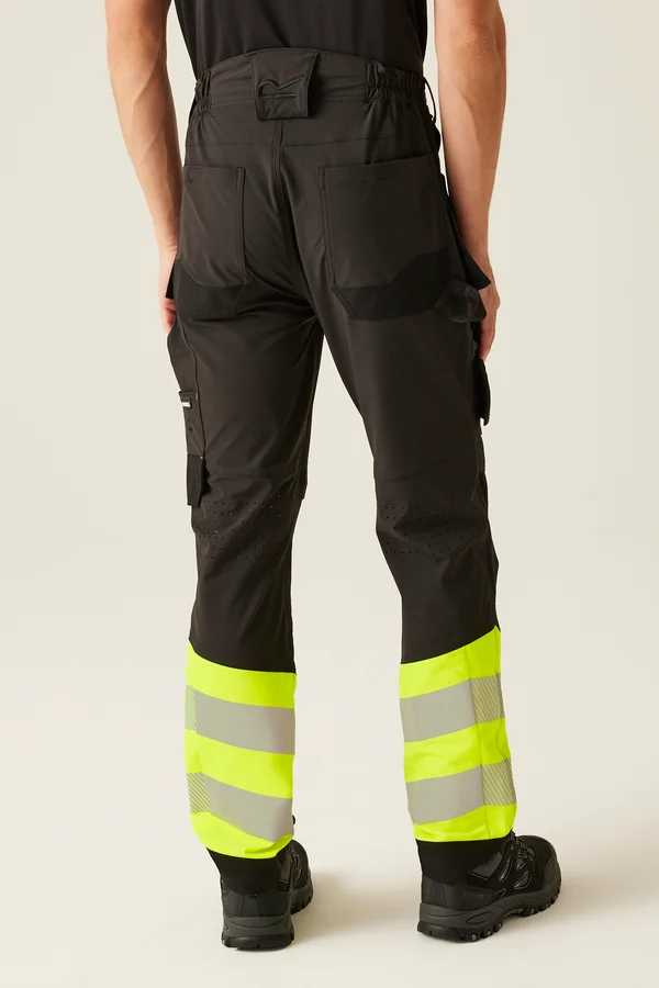 Hi-Vis X-Pro Stretch Holster Trouser (Class 1) Black / Yellow
