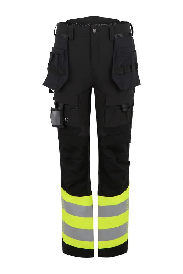 Hi-Vis X-Pro Stretch Holster Trouser (Class 1) Black / Yellow