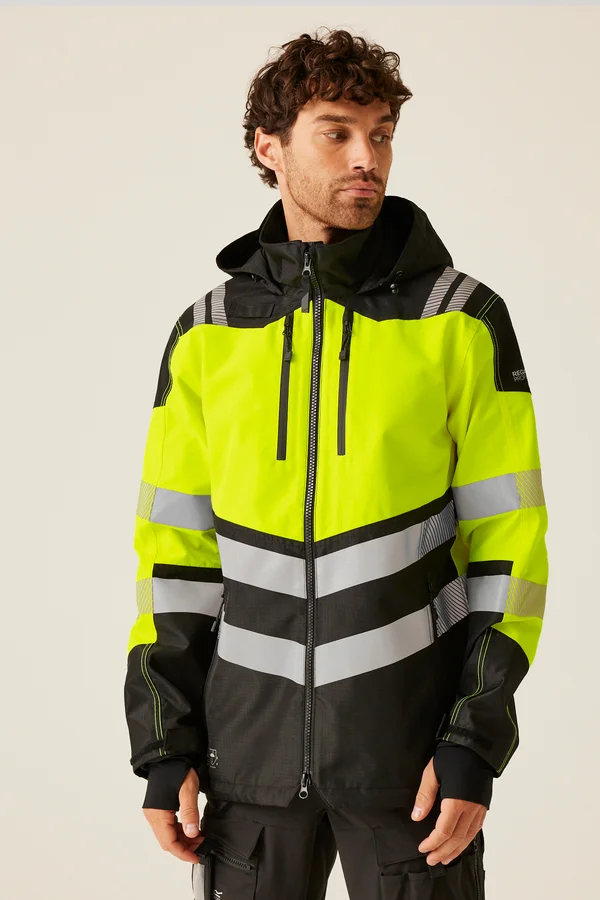 Hi-Vis X-Pro Waterproof Shell Jacket (Class 2) Black / Yellow