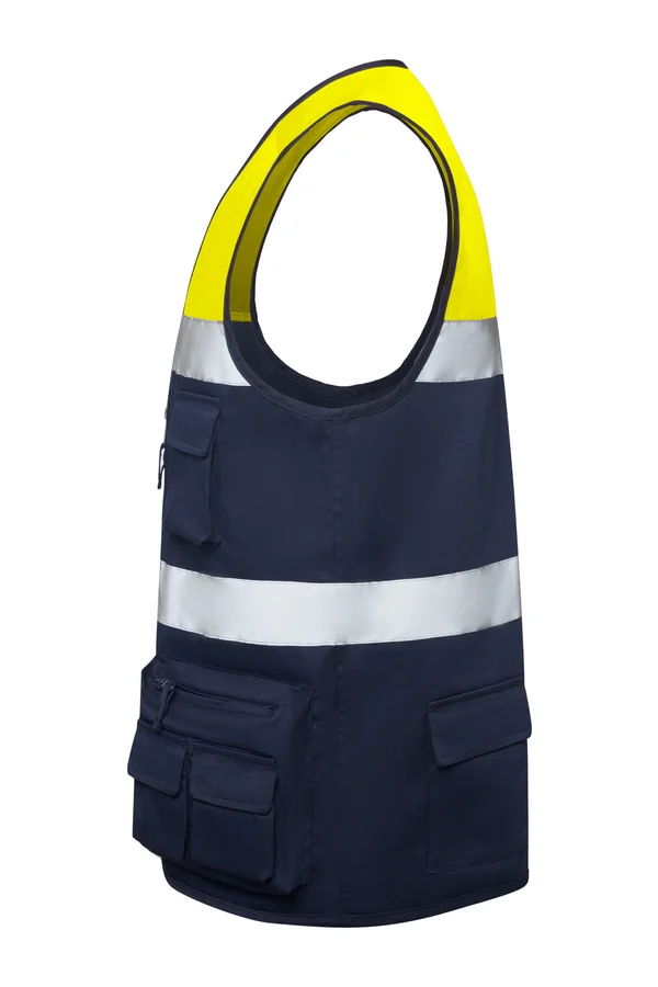 High visibility Multi-Pocket Vest Beta Navy Blue 55 / Fluor Yellow 221