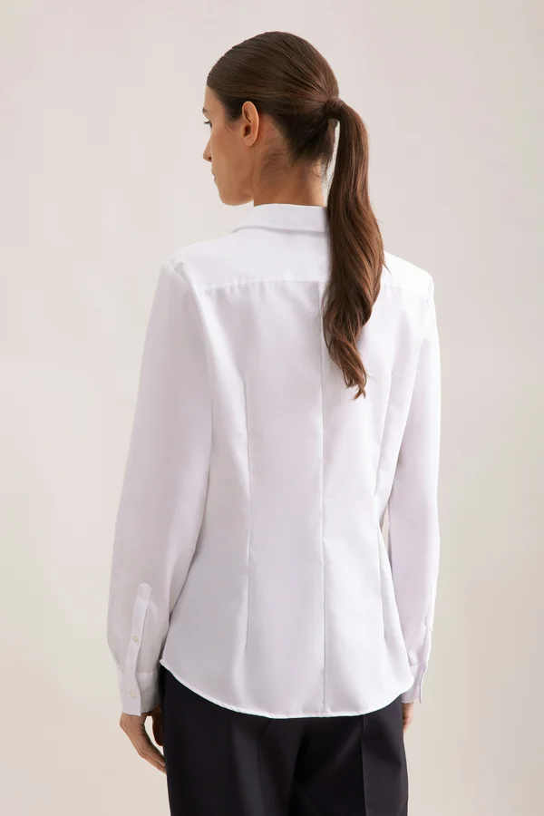 Women´s Blouse Slim Fit Fine Twill Longsleeve White
