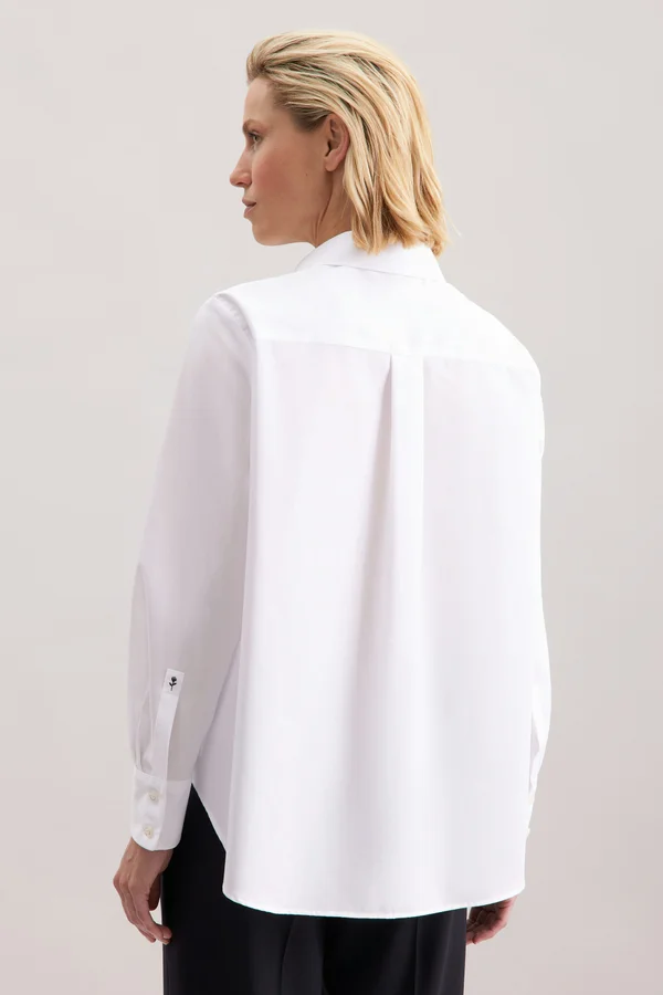Women´s Oversize Popeline Blouse Longsleee White