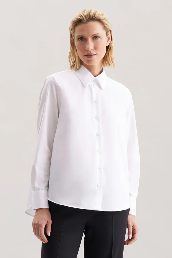 Women´s Oversize Popeline Blouse Longsleee White