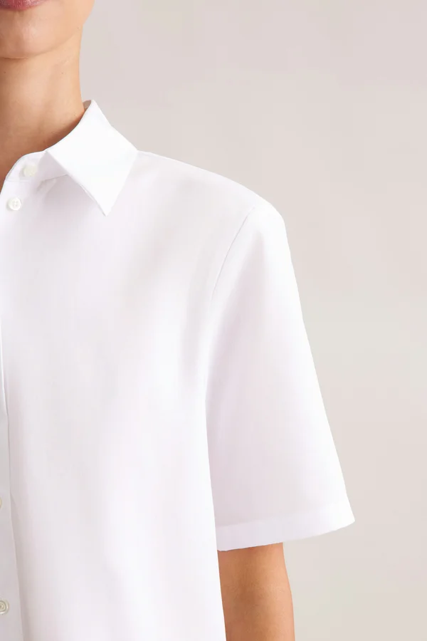 Women´s Oversize Popeline Blouse Shortsleeve White