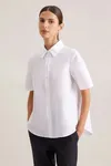 Women´s Oversize Popeline Blouse Shortsleeve White