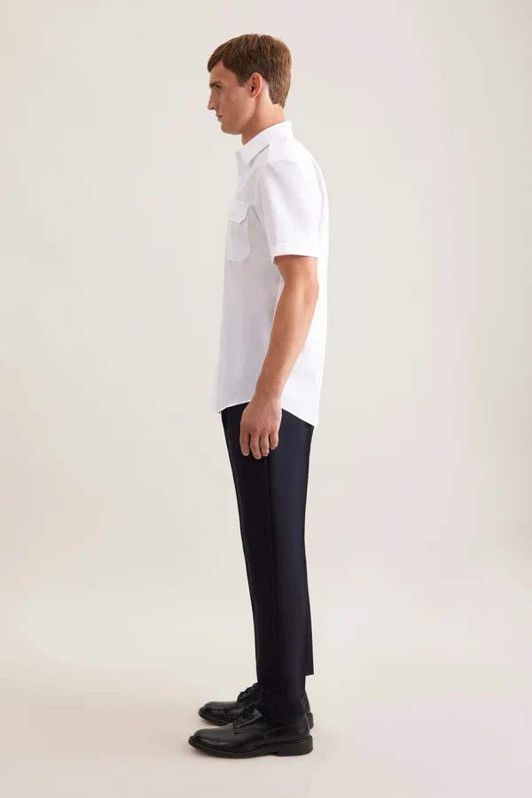 Men´s Pilot Shirt Regular Shortsleeve White