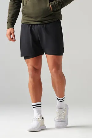 Men's Double Layer Sports Short Black / Black