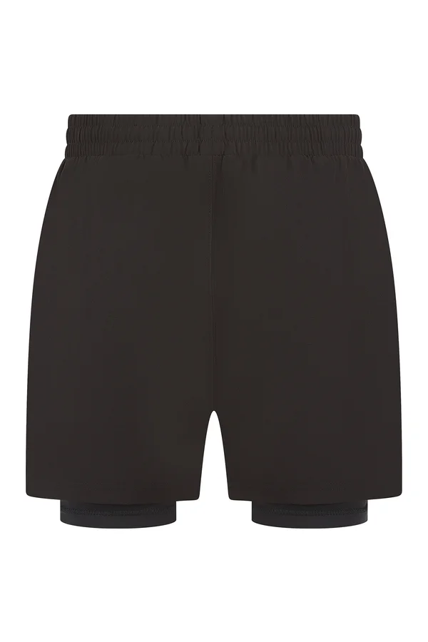 Men's Double Layer Sports Short Black / Black