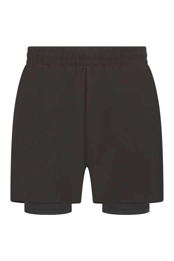 Men's Double Layer Sports Short Black / Black