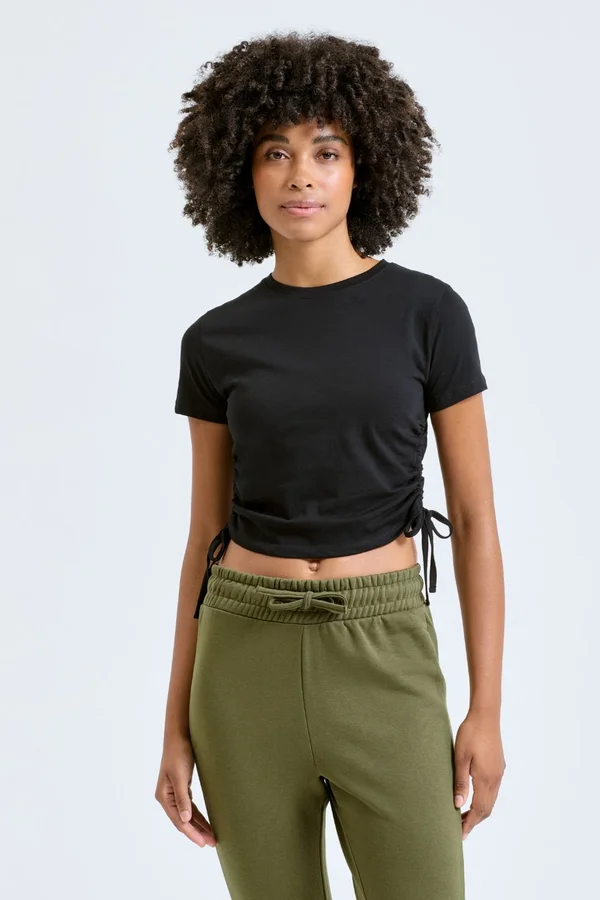 Women´s Ruched Crop Top Black