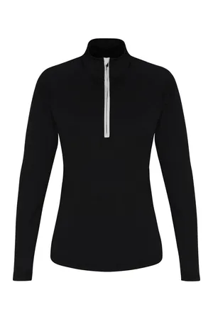 Women´s Long Sleeve Performance ¼ Zip Black / White