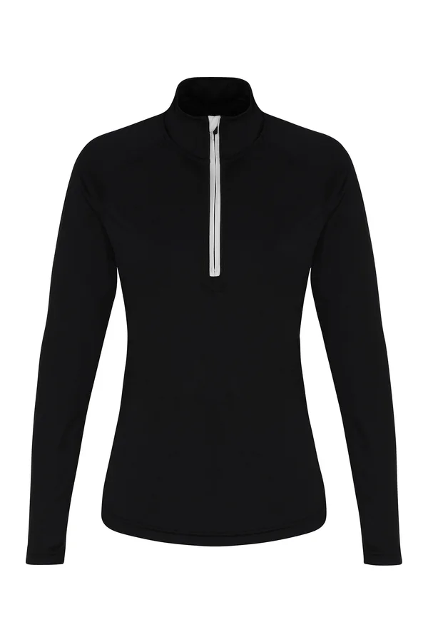 Women´s Long Sleeve Performance ¼ Zip Black / White