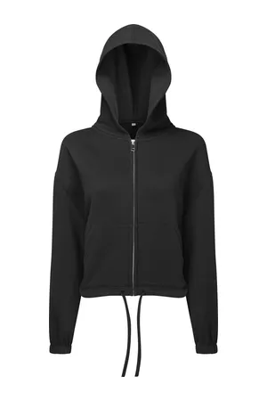 Women´s Recycled Drawstring Full-Zip Hoodie Black