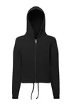 Kids Recycled Cropped Oversize Full-Zip Hoodie Black