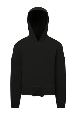 Kids Recycled Cropped Oversize Hoodie Black