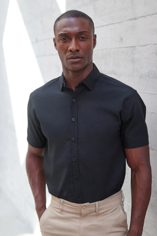 Men´s Short Sleeved ´Cotton Feel´ Coolplus® Shirt Black