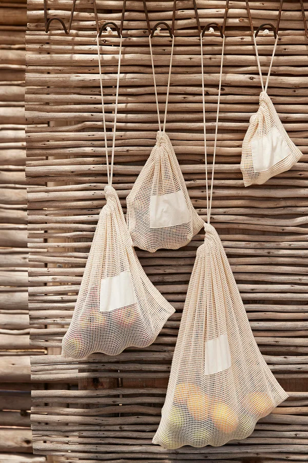 Organic Cotton Mesh Sacks Natural
