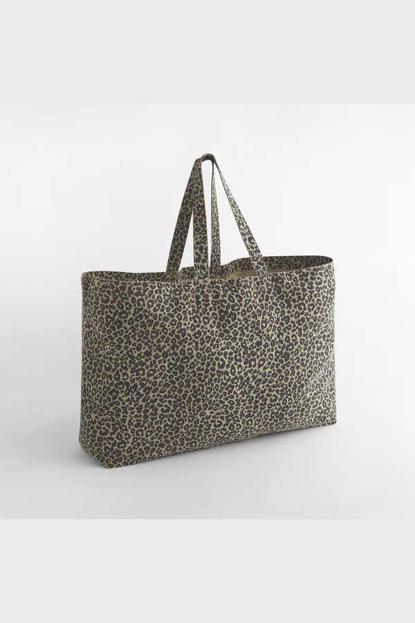 Leopard Print Canvas Oversized Tote Bag Vintage leopard print