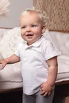 Organic Baby Polo Short Sleeve Teddy 01 White