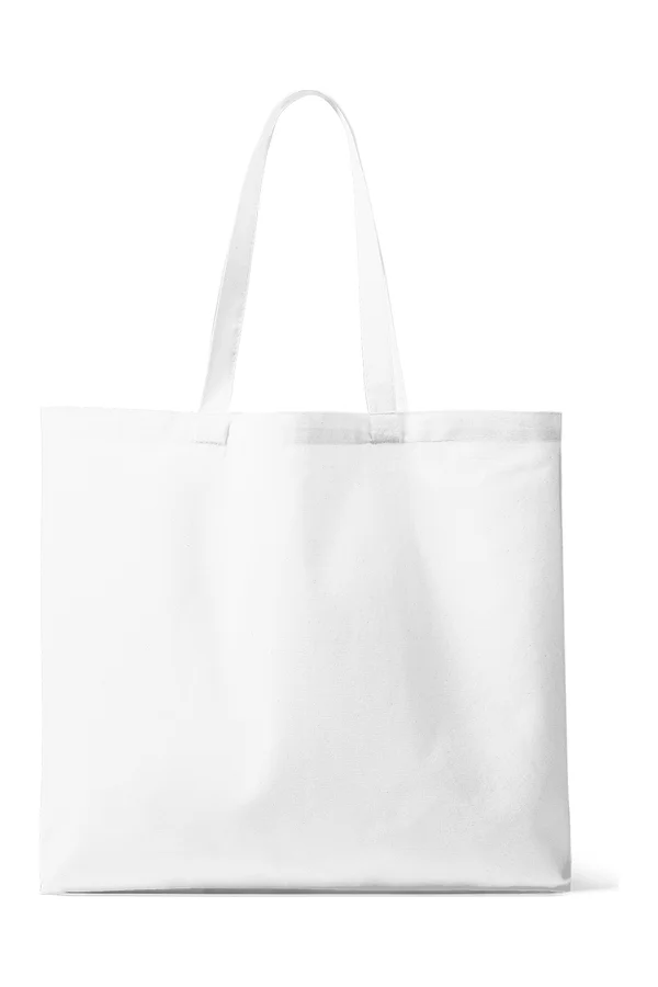 Organic Canvas Carrier Bag Medium Long Handle London 02 White