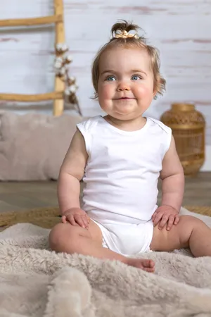 Organic Baby Bodysuit Sleeveless Rebel 03 White