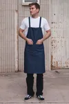 Hobby apron with cross bands and pocket denim blue