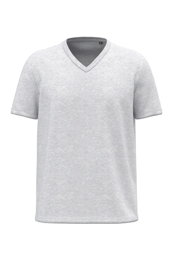 Herren-T-Shirt Bio 150 mit V-Ausschnitt Ash Heather
