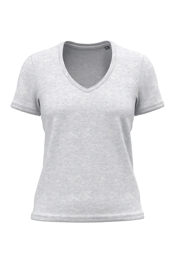 Damen-T-Shirt BIO150 mit V-Ausschnitt Ash Heather
