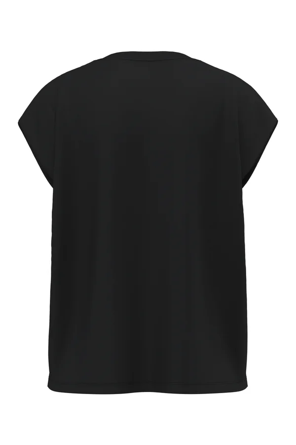 Nachhaltiges ärmelloses Damen-T-Shirt mit Schulterpolstern Black
