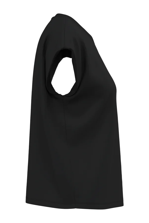 Nachhaltiges ärmelloses Damen-T-Shirt mit Schulterpolstern Black