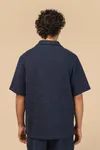 Strukturierte Kurzarm-Herrenhemd Navy Blue