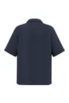 Strukturierte Kurzarm-Herrenhemd Navy Blue