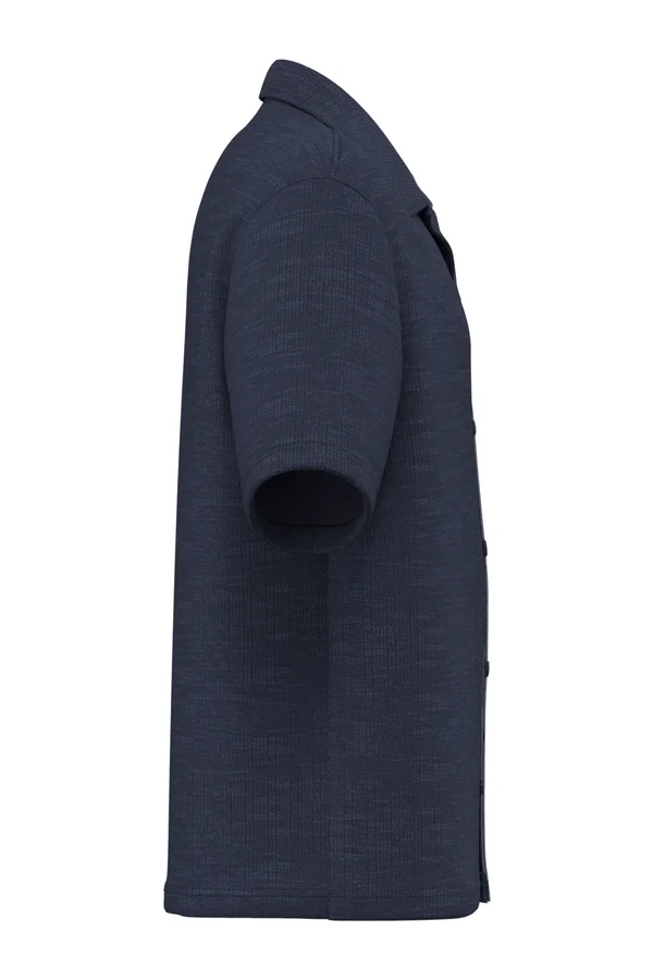 Strukturierte Kurzarm-Herrenhemd Navy Blue