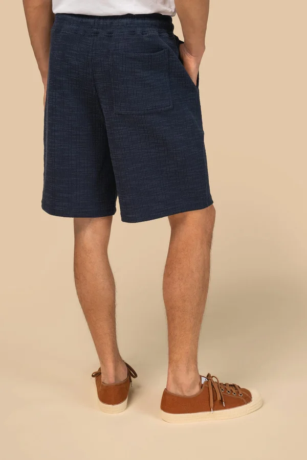 Strukturierte Herren-Bermudas Navy Blue
