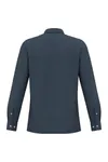 Umweltfreundliches, ausgewaschenes Herrenhemd aus Pikee-Strick Washed Navy Blue