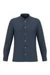 Umweltfreundliches, ausgewaschenes Herrenhemd aus Pikee-Strick Washed Navy Blue