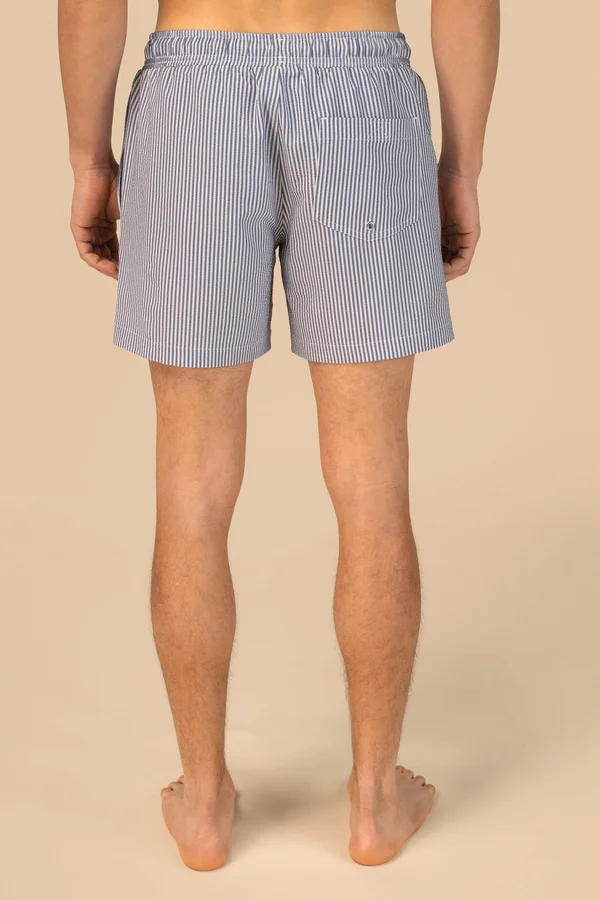 Umweltfreundliche gestreifte Badeshorts für Herren White / Navy Blue Stripes