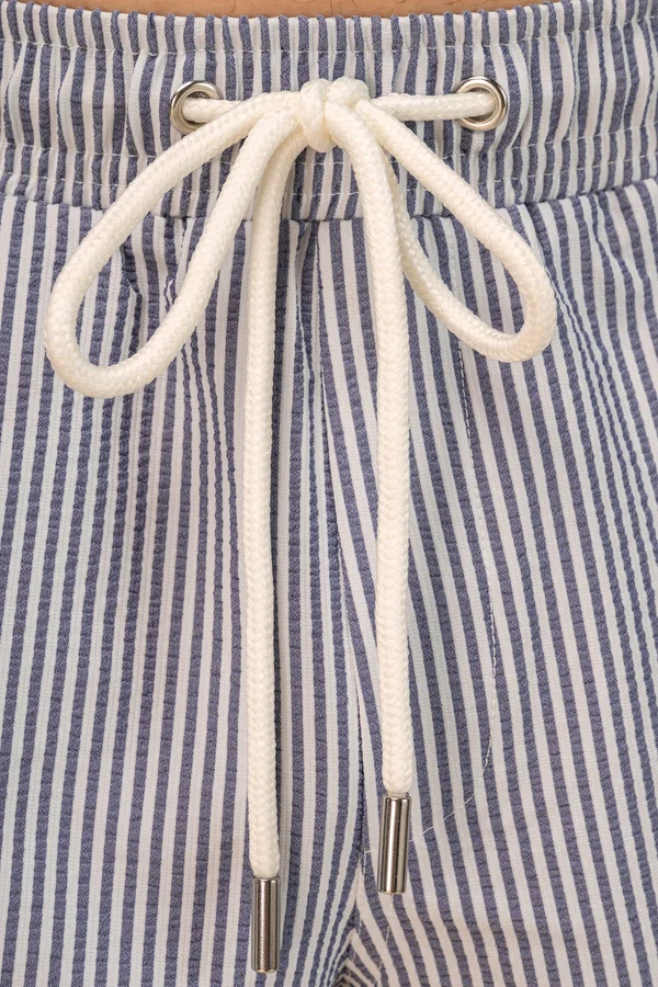 Umweltfreundliche gestreifte Badeshorts für Herren White / Navy Blue Stripes