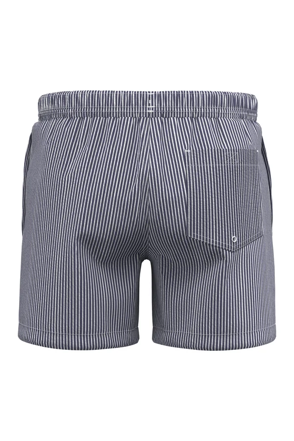 Umweltfreundliche gestreifte Badeshorts für Herren White / Navy Blue Stripes