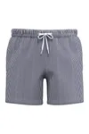 Umweltfreundliche gestreifte Badeshorts für Herren White / Navy Blue Stripes