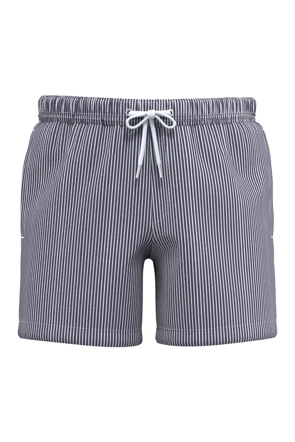 Umweltfreundliche gestreifte Badeshorts für Herren White / Navy Blue Stripes