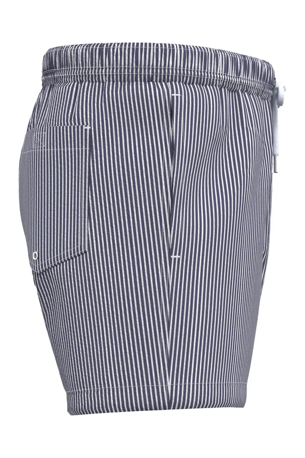 Umweltfreundliche gestreifte Badeshorts für Herren White / Navy Blue Stripes