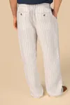 Gestreifte Leinenhose für Herren Ivory / Wet Sand Stripes