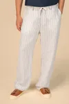 Gestreifte Leinenhose für Herren Ivory / Wet Sand Stripes