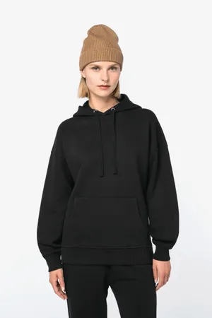 Umweltfreundliches Oversize Unisex-Kapuzensweatshirt Black