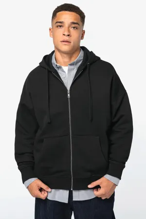 Umweltfreundliches Oversize-Unisex-Kapuzensweatshirt Black